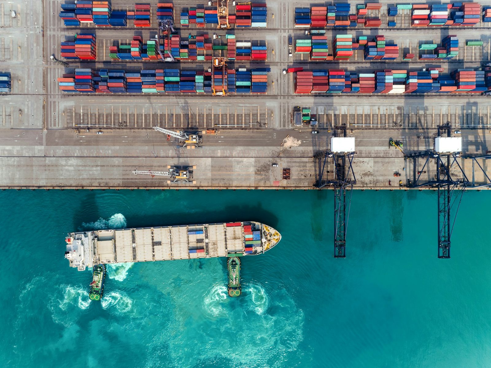 International shipping containers at a port