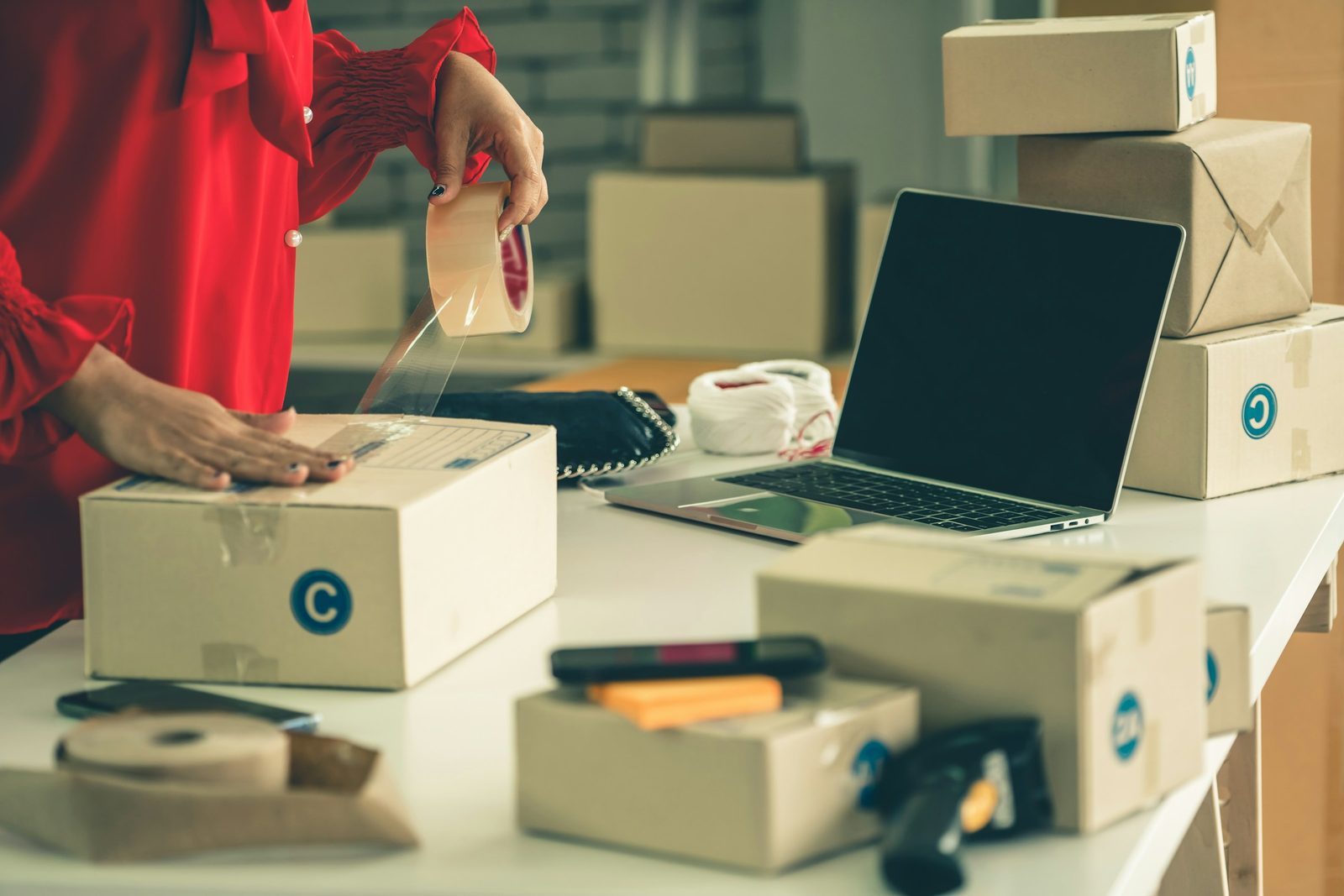 Electronics accessories being inspected and packed