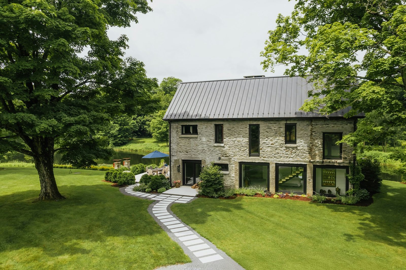 Residential treatment facility exterior with garden
