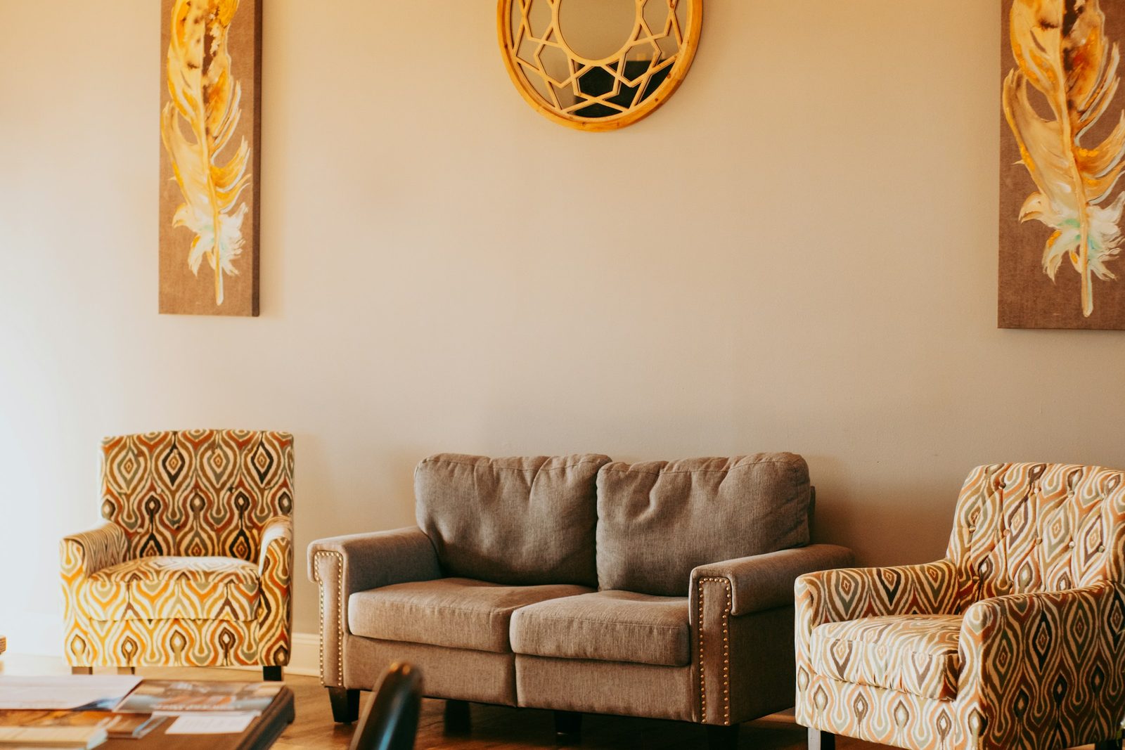 Counseling office with two chairs, calm setting