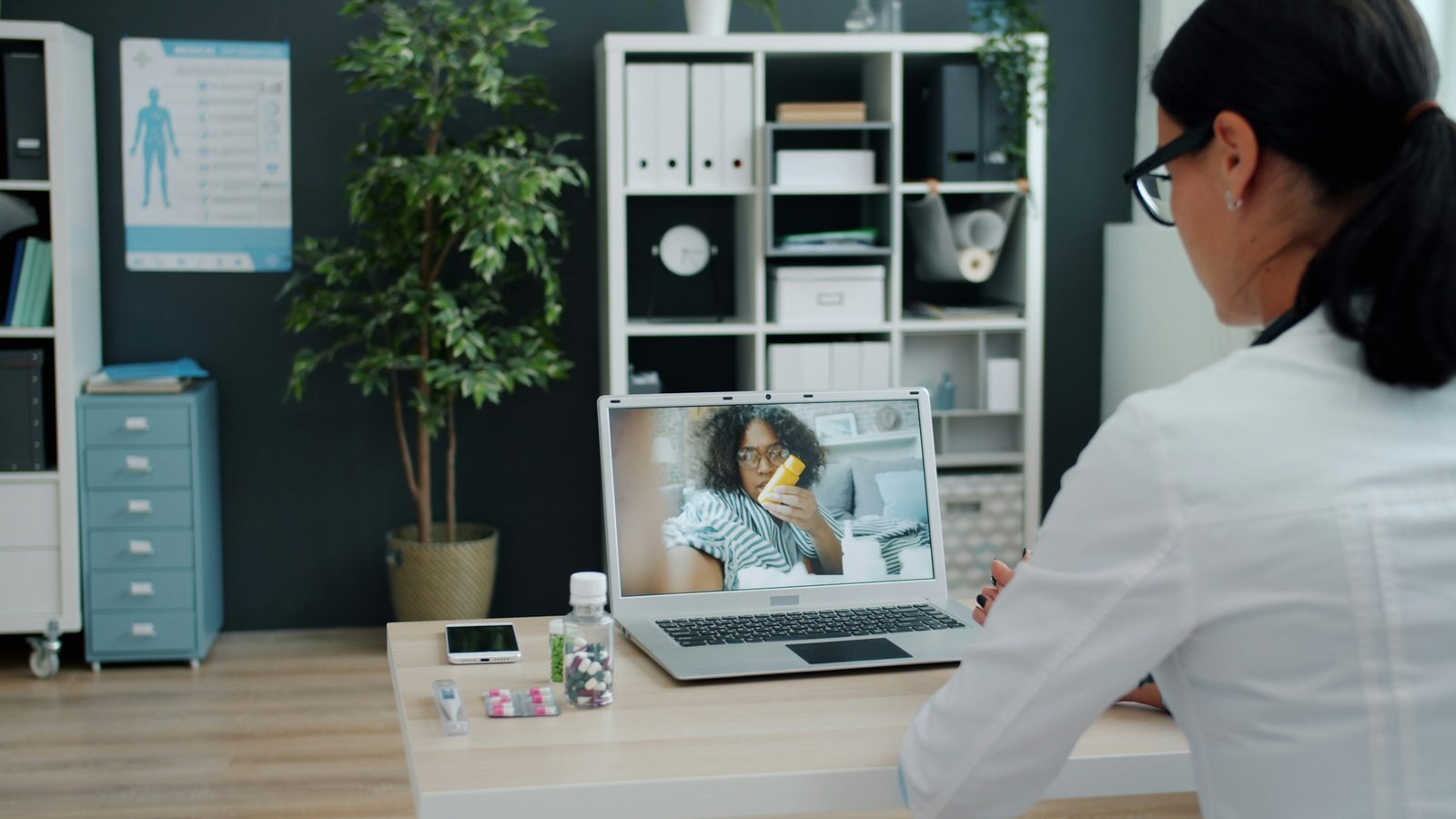 Clinician on a video consultation with a patient